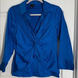 Saks Fifth Avenue Cobalt Blue Wrap Blouse